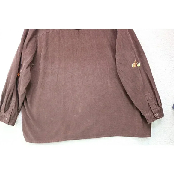 Quaker Factory Long Sleeve Button Up Corduroy Top-3X-Embroidered-Beaded - Picture 10 of 10